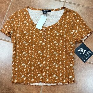 Miss Chievous Brown Floral Baby Tee